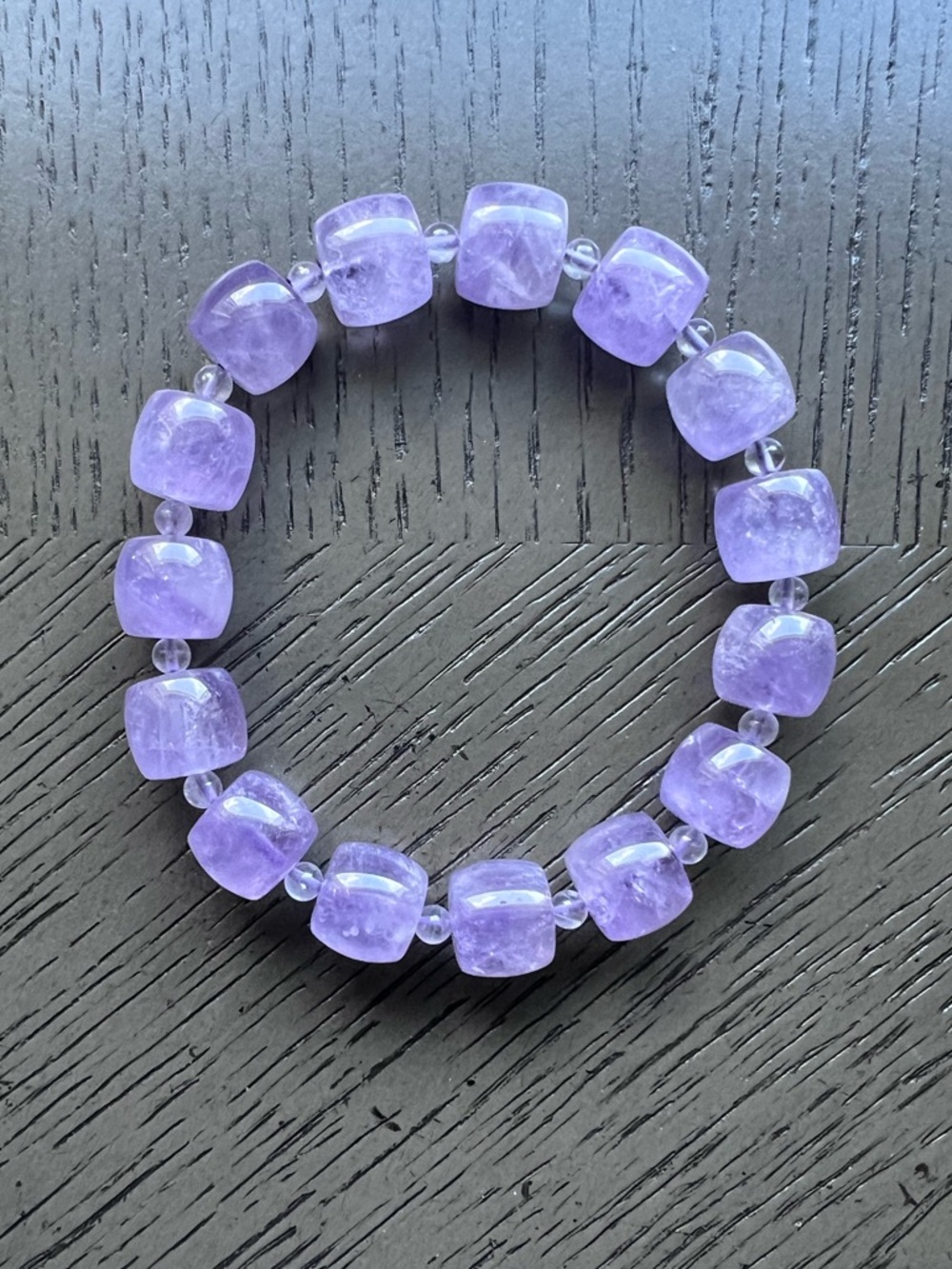 Lavender amethyst barrel bracelet 12mm SIZE 7’ - Picture 3 of 6